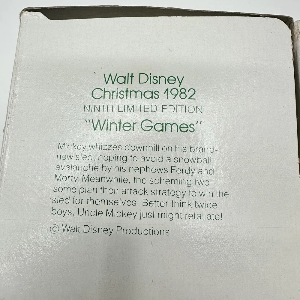 Schmid‎ Disney 1982 Winter Games Round Christmas Ornament Mickey Mouse With Box